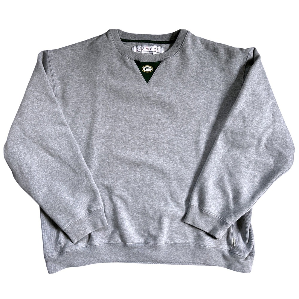 VTG Pregame Athletics Sweatshirt Men 2XL Gray Green Bay Packers Embroidered Logo